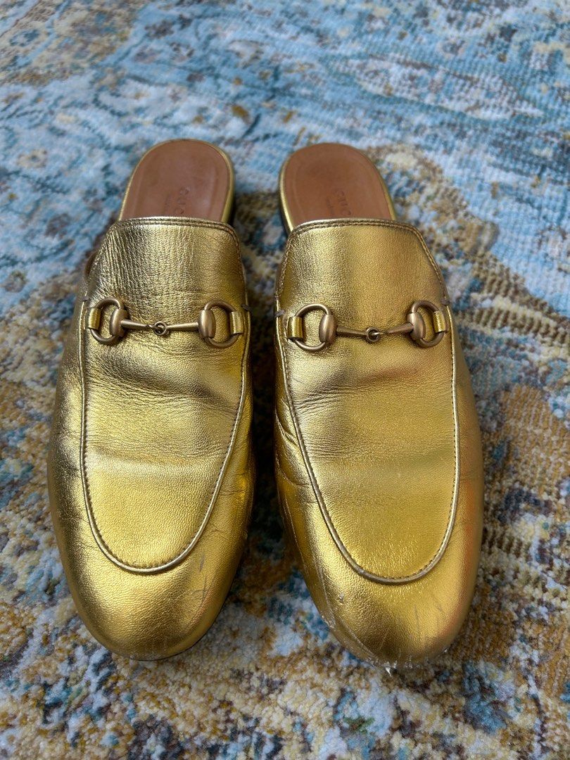 Gucci slippers cheap gold