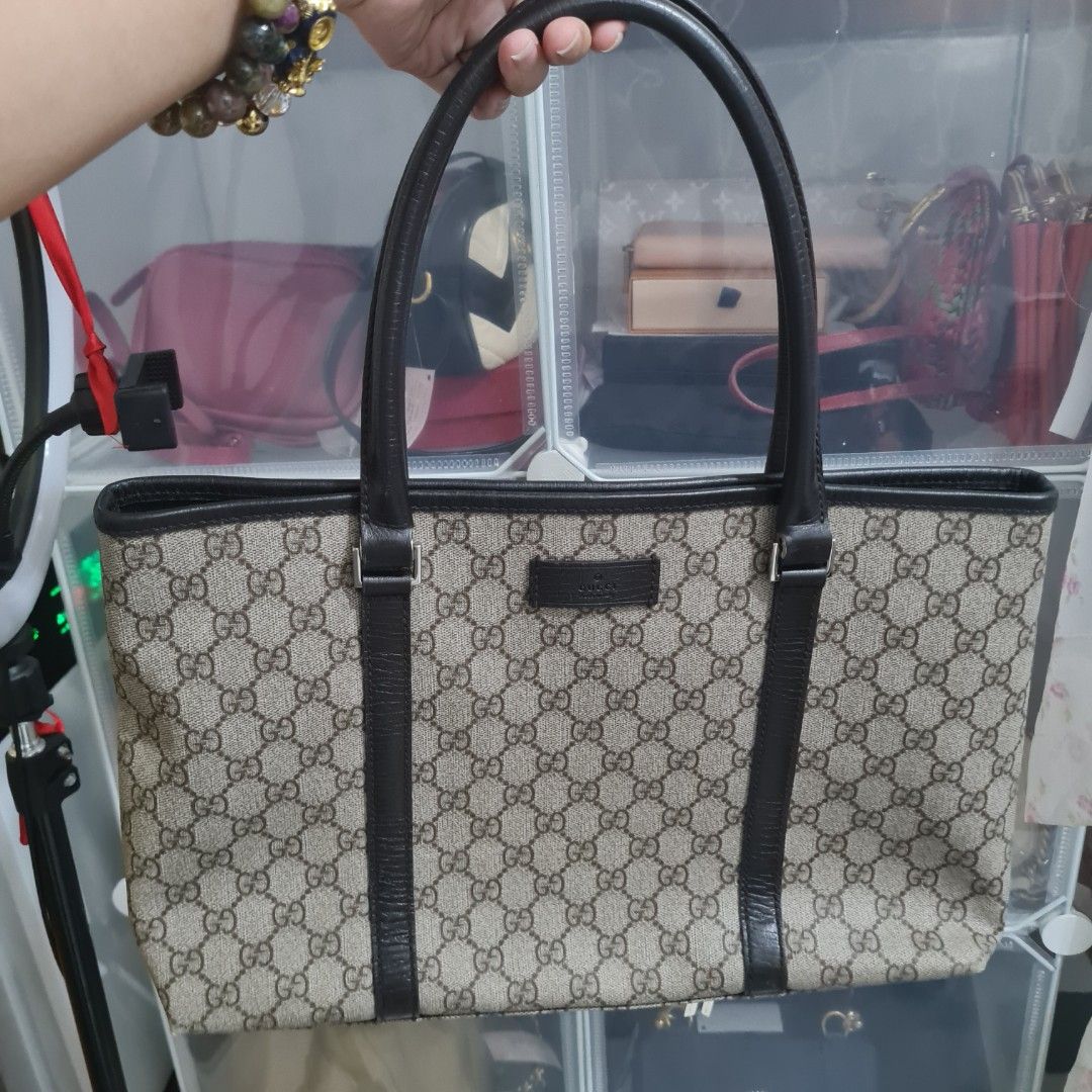 GUCCI Vintage Leather Tote Bag, Luxury, Bags & Wallets on Carousell