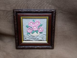 Handcrafted Wall Display Art Fimo Clay in Handcarved Wooden Frame by Julie Williams