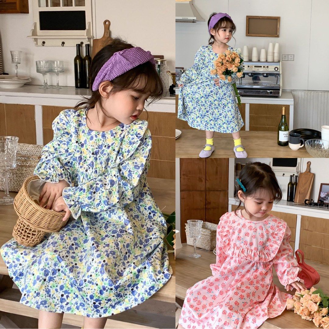 Floral Design Puff Sleeve Dress Korean Styles Casual Summer Wears V-Neck  Dresses | eBay