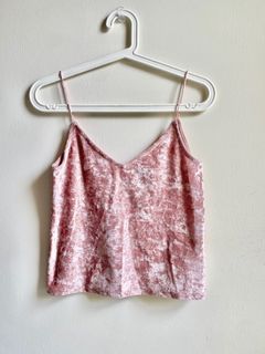 H&M DIVIDED velvet crop tank top pink barbie