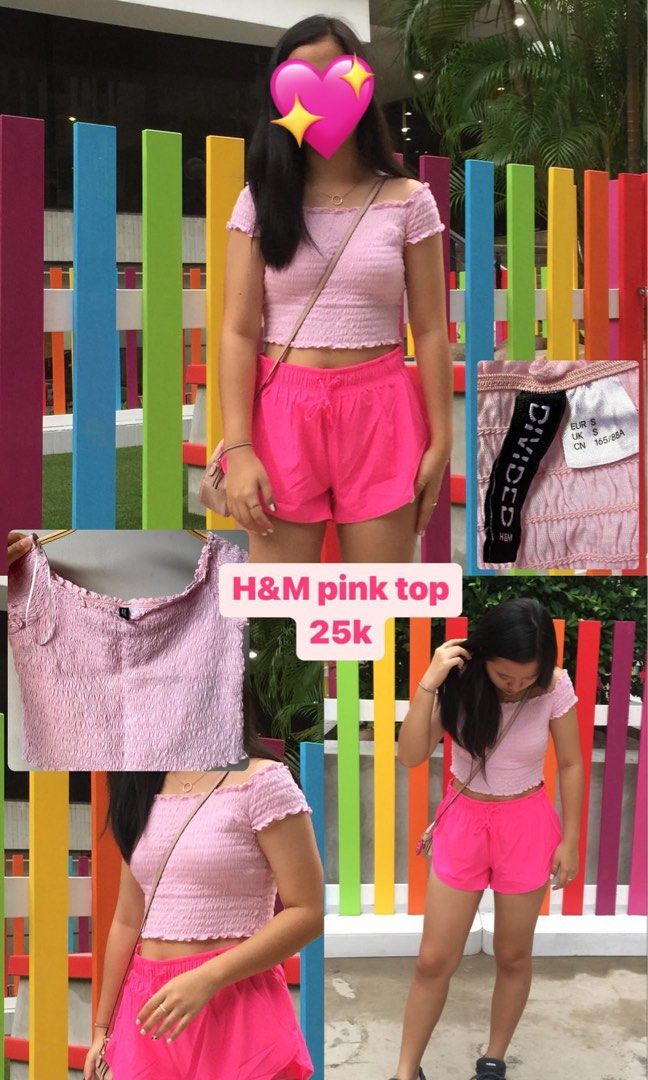 H M Sabrina Pink Top Fesyen Wanita Pakaian Wanita Atasan di