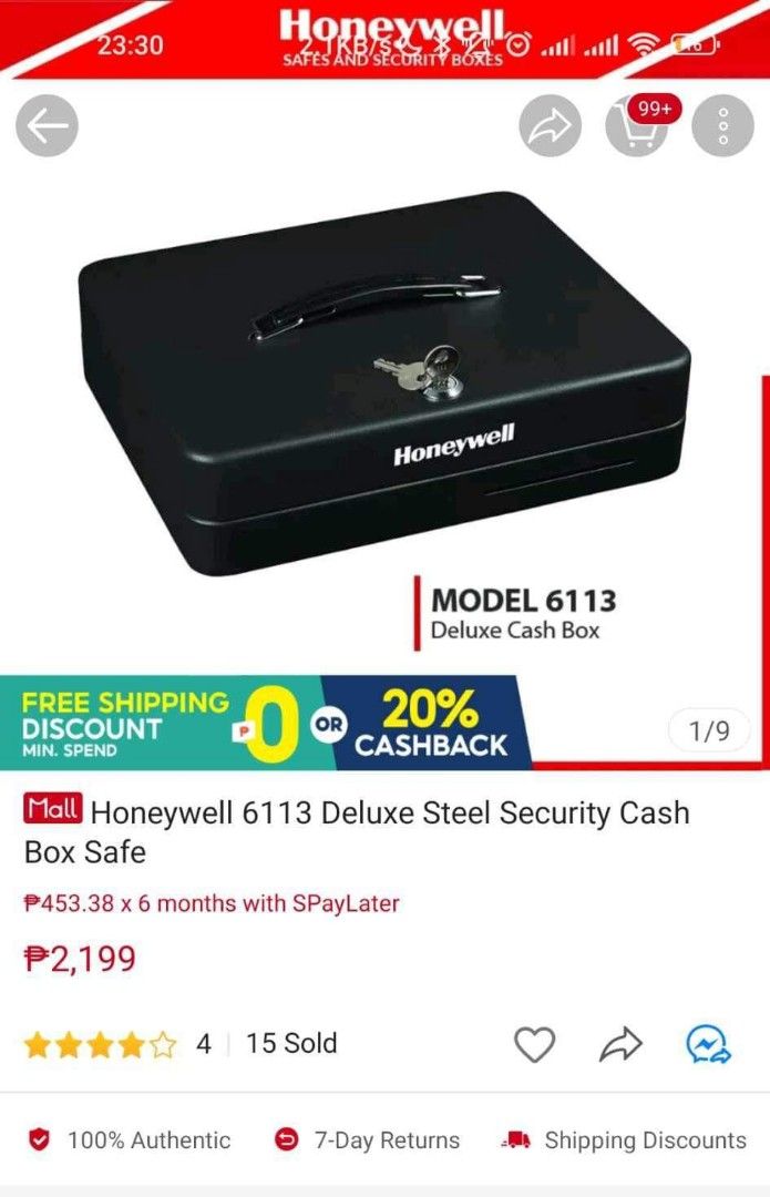 Honeywell Deluxe Cash Box Model 6113 on Carousell