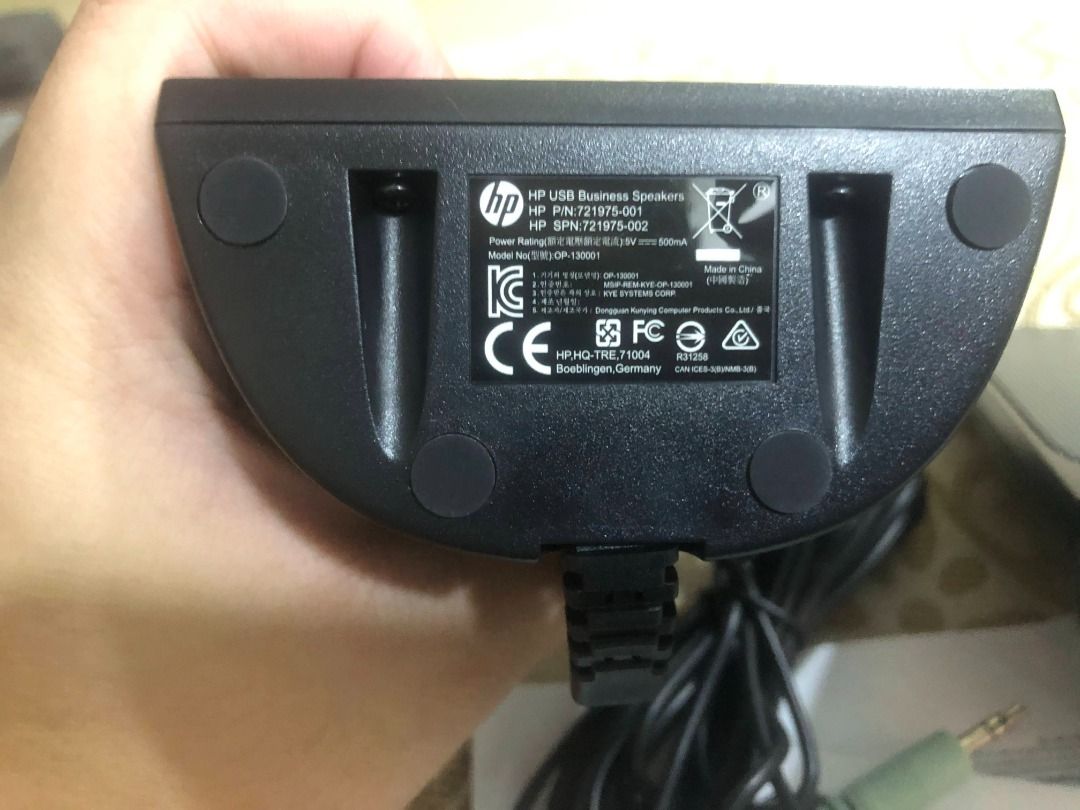 HP USB Speakers (Category: Soundbars, Speakers & Amplifiers) located in Quezon City. Submitted by outoftheboxph (Listing ID 1247194369, Image 3). Description: HP USB Speakers Condition: Unused and brand new Features: • Incorporates a space-saving design • Offers a true upgrade in audio quality, speaker aesthetics and functionality • USB Power Transform your PC into a high-end stereo system with the HP OP-130001 USB Stereo Speakers. With these spe