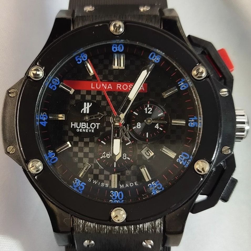 Cinturino Per Orologio In Gomma Siliconica Hublot Big Bang 25mm Cinturino Impermeabile Blu E Nero Con Accessorio A Catena Per Uomo - Foto 6