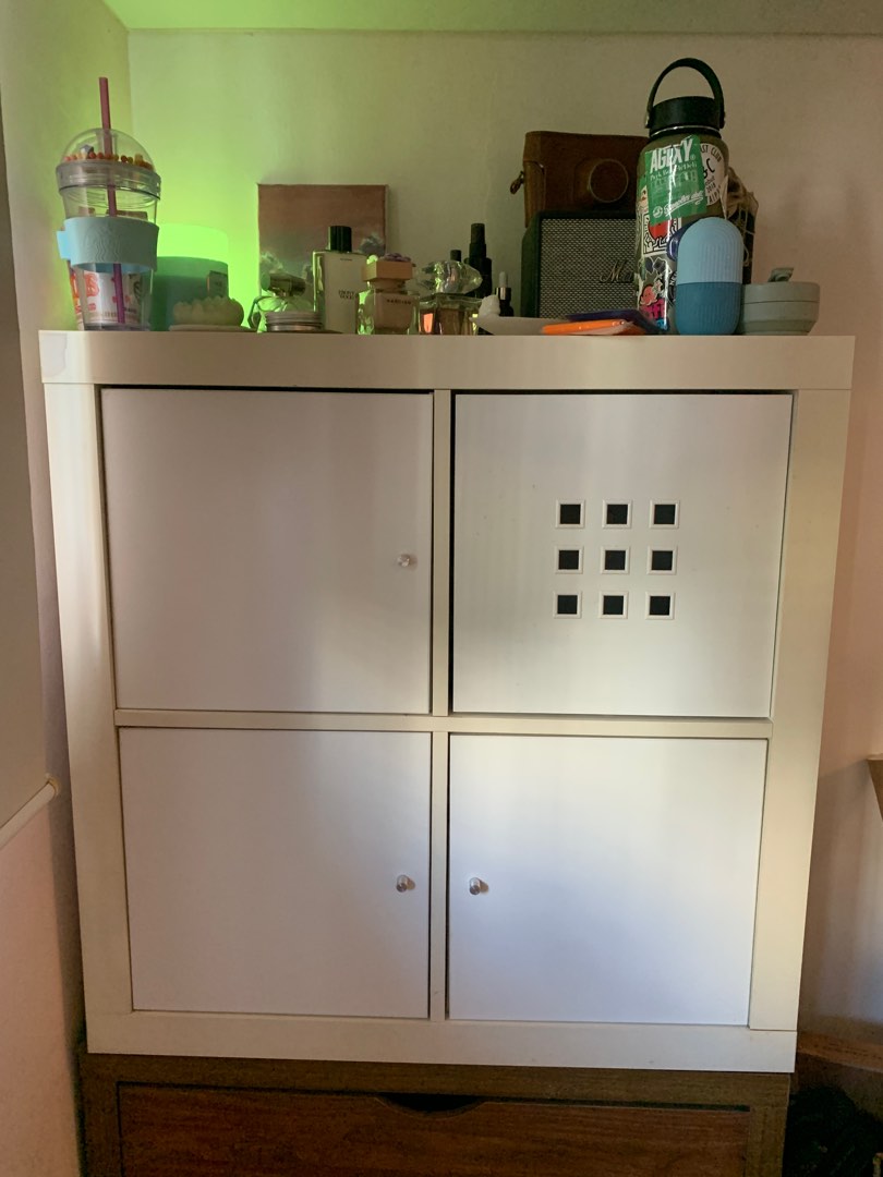 IKEA Kallax Shelf with Doors, Furniture & Home Living, Furniture, Shelves, & Racks on