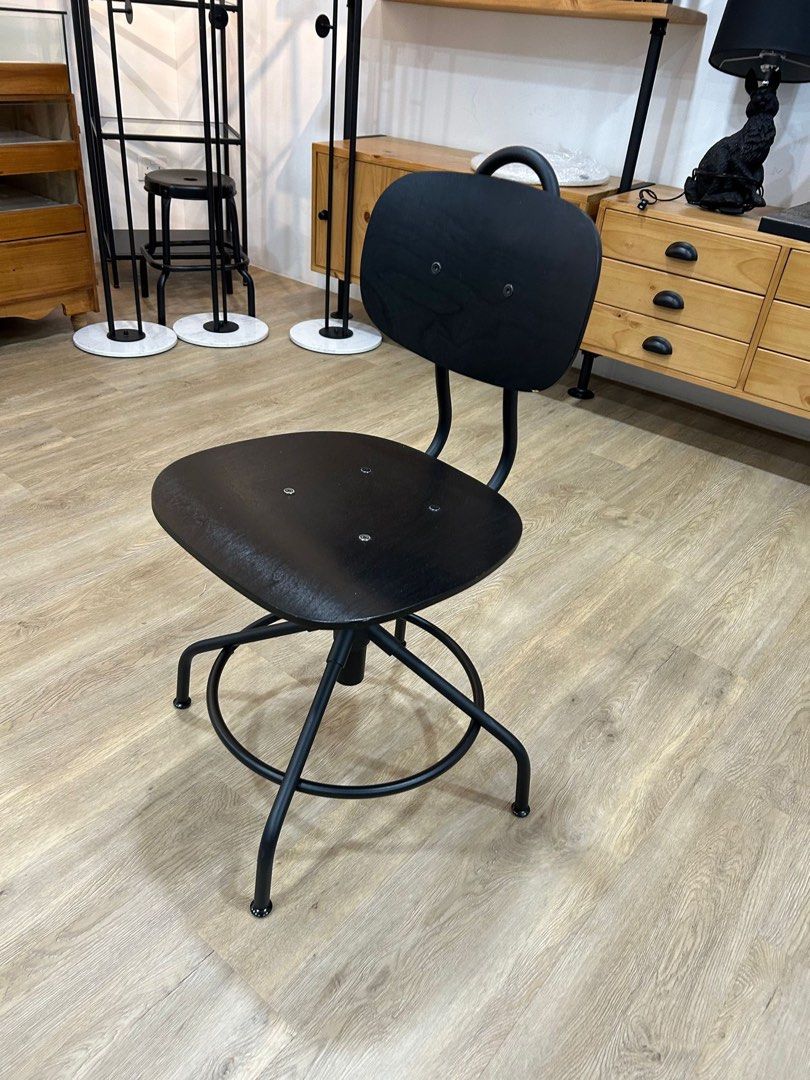 IKEA KULLABERG Swivel Chair adjustable black wood and metal for office work home minimalist stylish