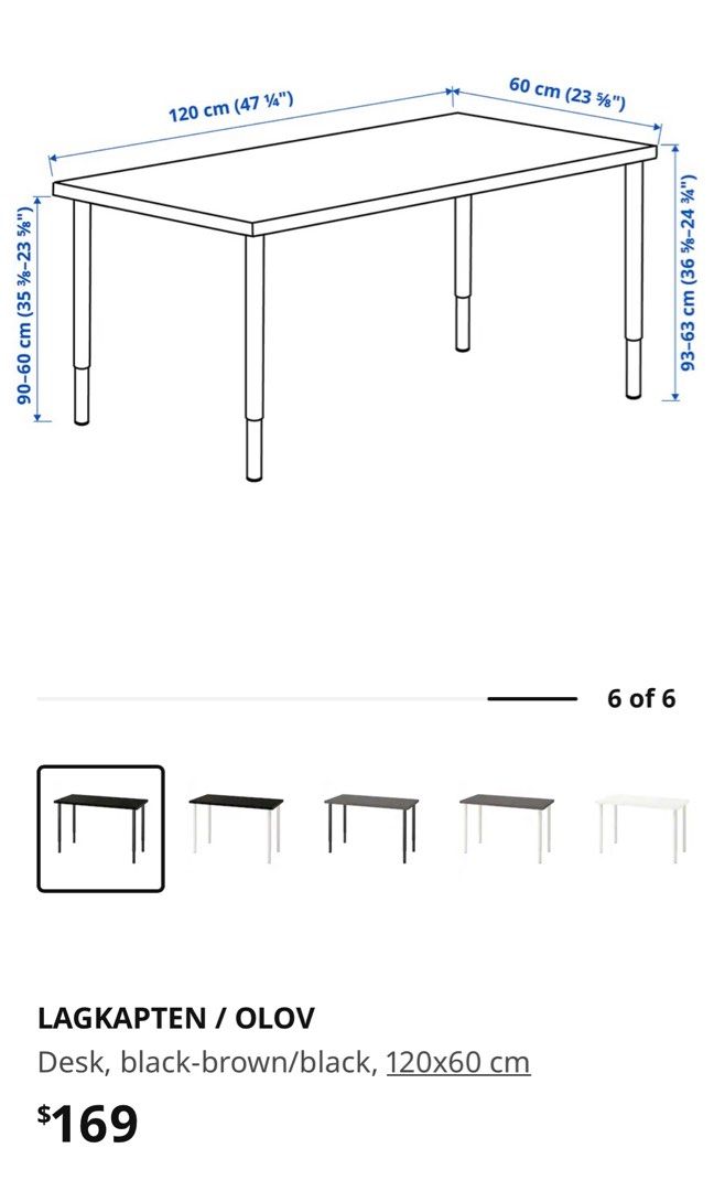 IKEA LAGKAPTEN / OLOV Table w Adjustable legs, Furniture & Home Living