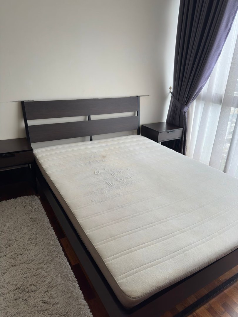 IKEA Queen Bed Frame & Mattress, Furniture & Home Living, Furniture