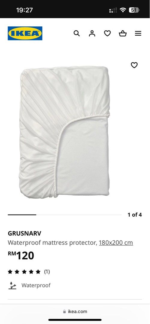 GRUSNARV Waterproof mattress protector, Full - IKEA