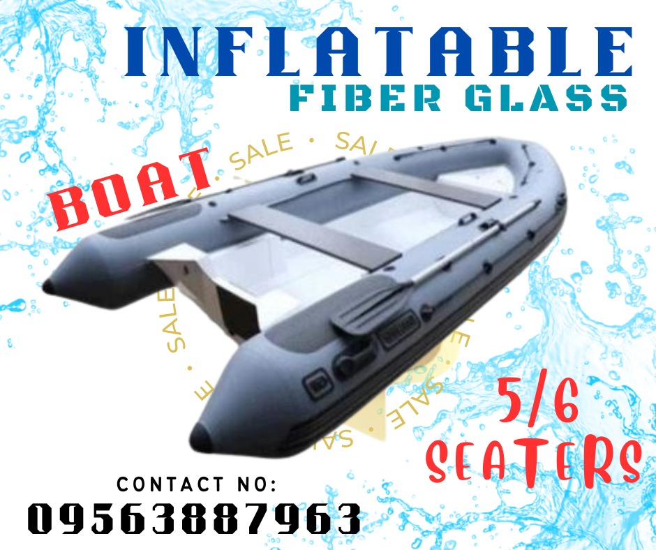 INFLATABLE FIBER GLASS BOAT 5-6 SEATERS, Sports Equipment, Sports ...