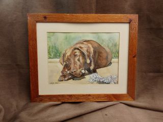 Jennifer Hudson Original Watercolor Painting of a Resting  Dog