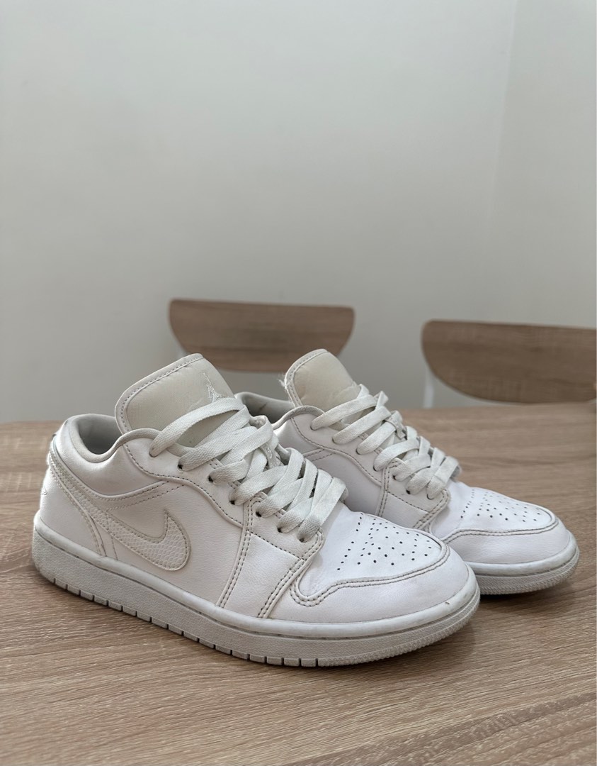 triple white jordans 1