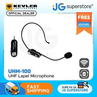 KEVLER UHM-100 Portable UHF Headset Lapel Wireless Instrument Microphone with Receiver, 10 Selectable Frequency, Transmitter & Receiver Battery Type, 50Hz-15KHz Frequency Response | JG Superstore