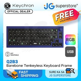 Keychron Q2 QMK 68 Keys Barebone Custom Wired TKL Tenkeyless Mechanical Keyboard Base Frame with Hot-Swappable Switch Slots and RGB Backlight and Knob for Mac and Windows PC Computer (Navy Blue) Q2B3 | JG Superstore