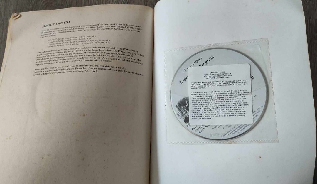 Learning to Program with Alice Beta Version (Category: Textbooks) located in Singapore. Submitted by zzzong (Listing ID 1247128567, Image 3). Description: .