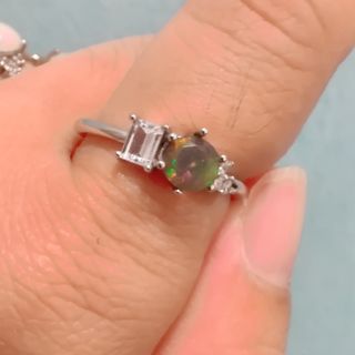 Genuine black online opal ring