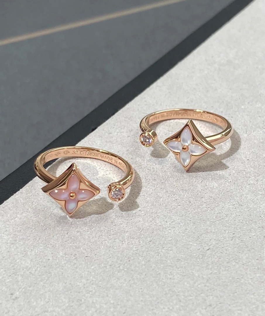 Louis Vuitton Color Blossom Mini Star Ring, Pink Gold, Pink Mother-of-Pearl and Diamond. Size 52