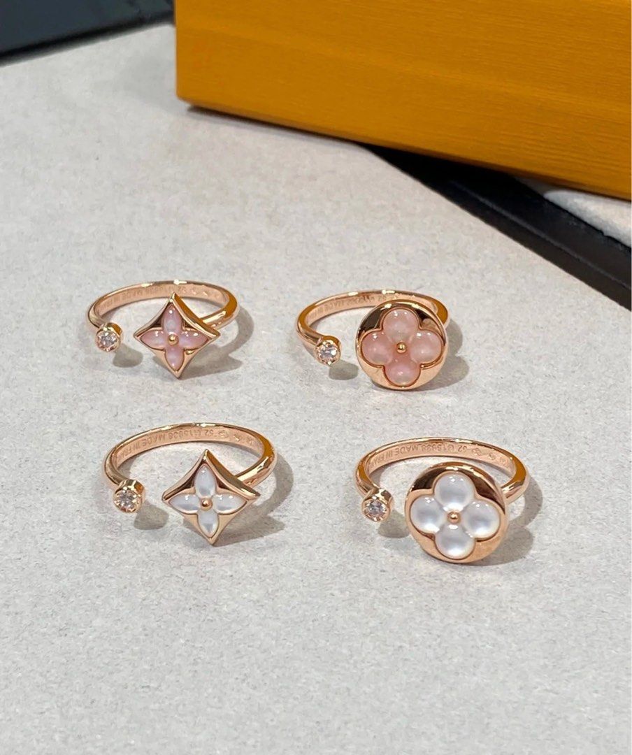 Louis Vuitton Color Blossom Mini Star Ring, Pink Gold, Pink Mother-of-Pearl and Diamond. Size 54