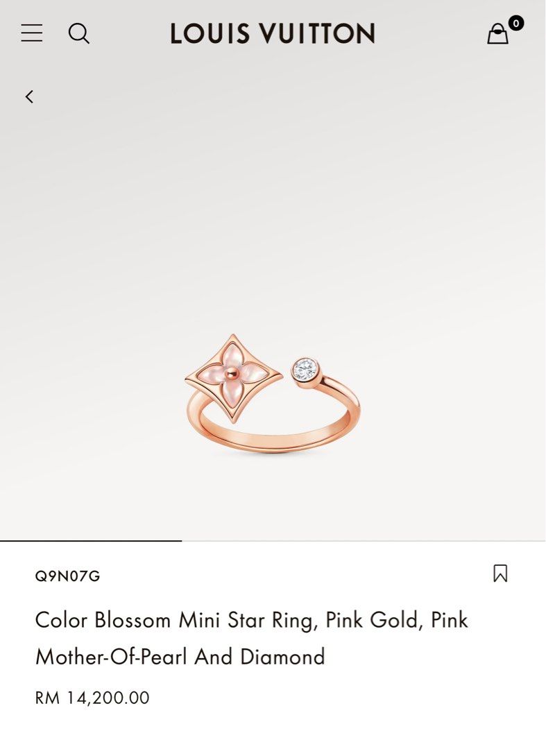 Louis Vuitton® Color Blossom Mini Star Ring, Pink Gold, Pink  Mother-of-pearl And Diamond Pink Gold. Size 56 in 2023