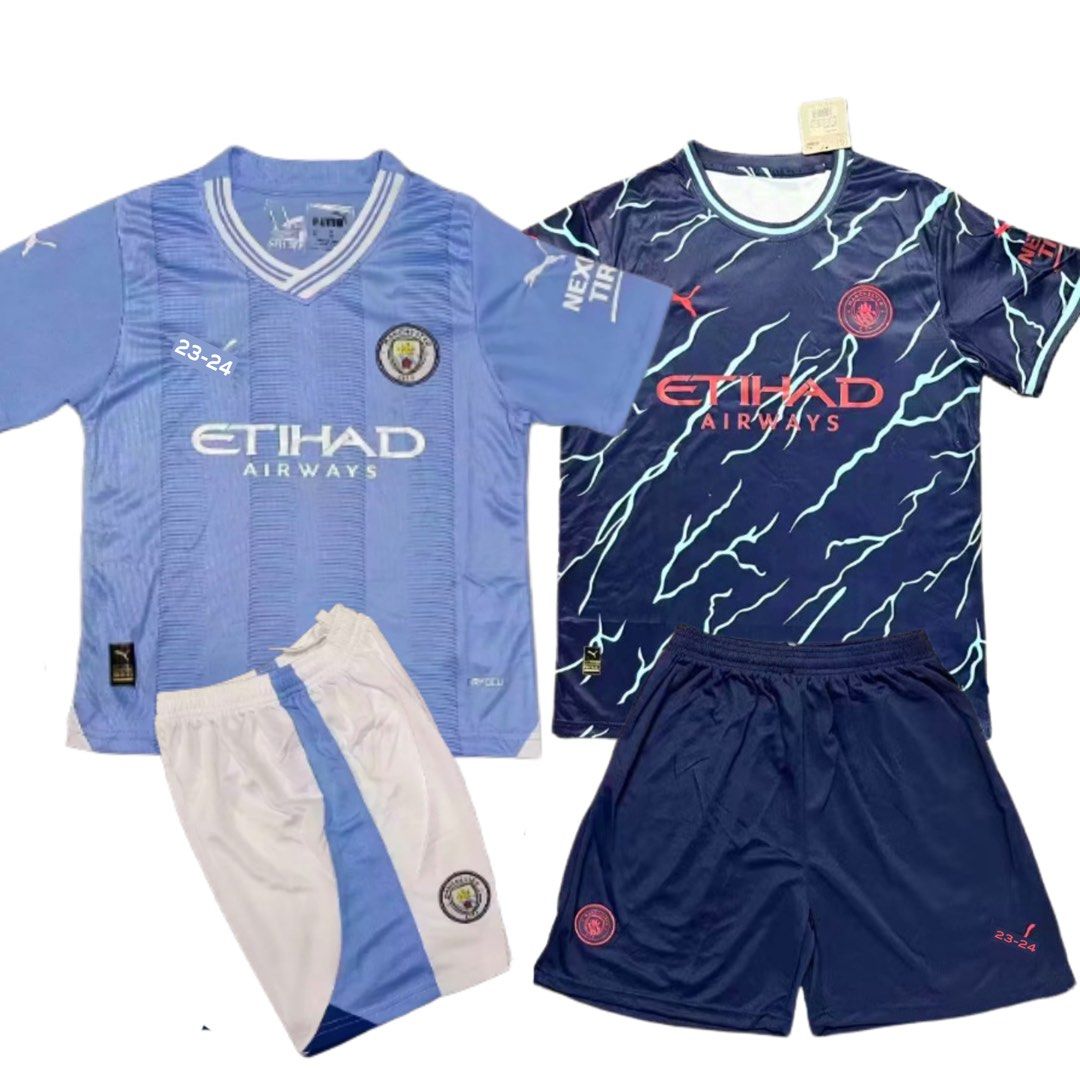 Manchester City Home Away Kids Jersey 23-24 Kid Football Jersey