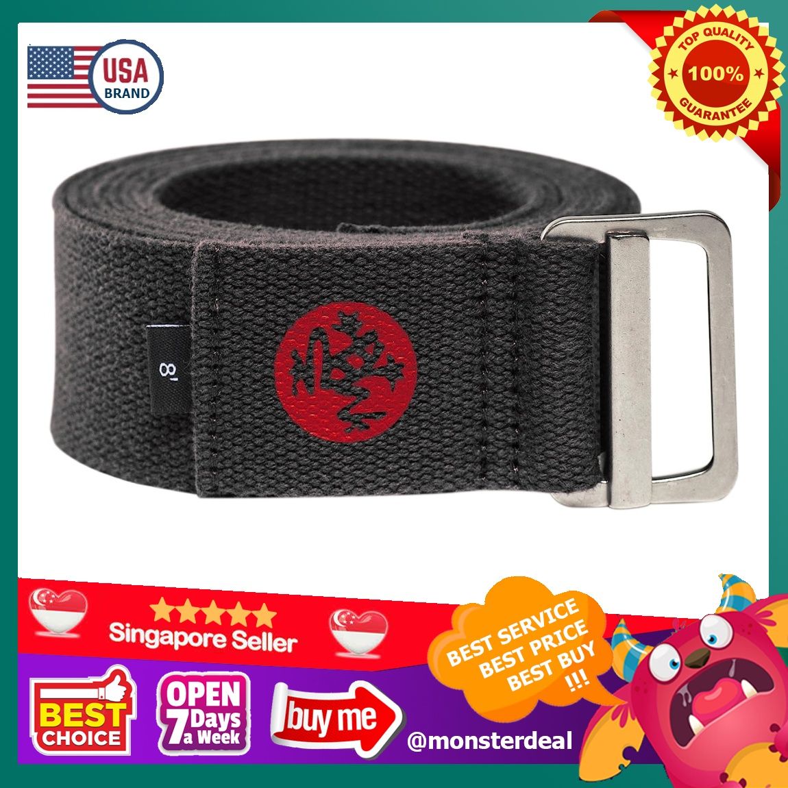 Manduka Align Yoga Strap Strong Durable Cotton Webbing with Adjustable Buckle for Secure Slip Free Support for Stretching Yoga Pilates and