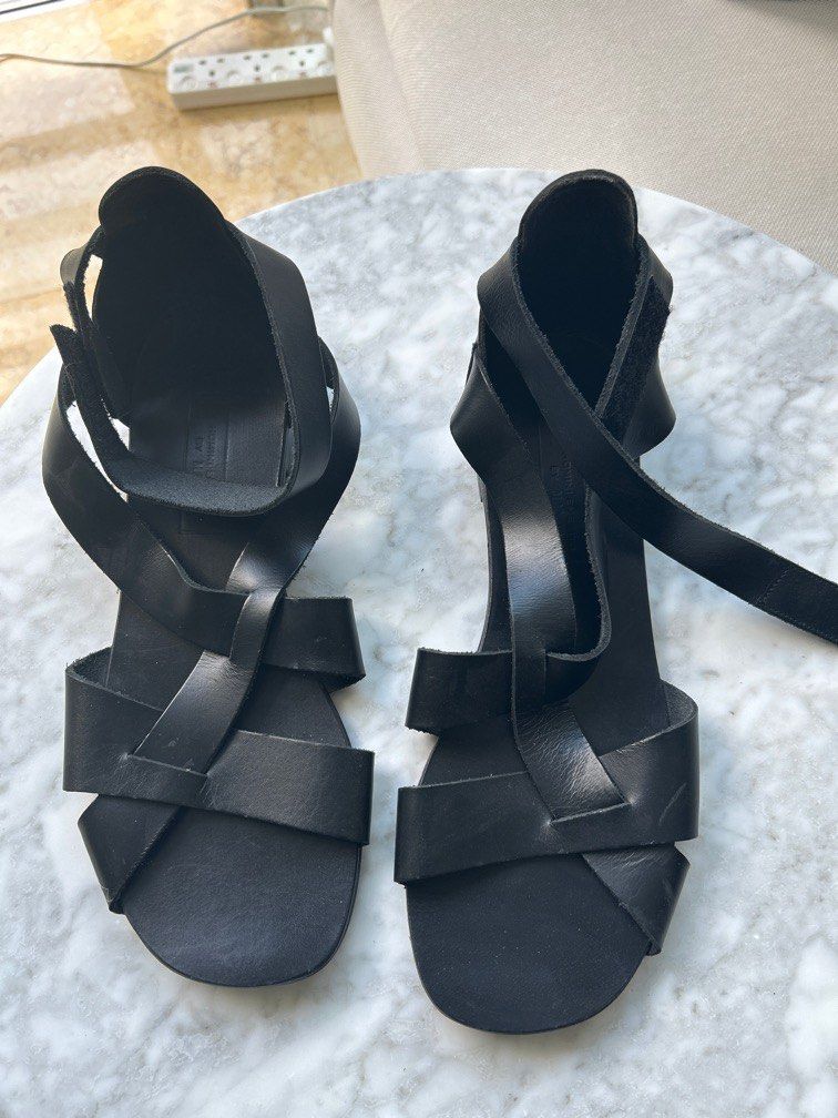 Mens black leather gladiator sandals hotsell