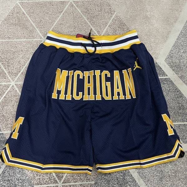 Men s NBA MICHIGAN Jordan genuine embroidery basketball shorts