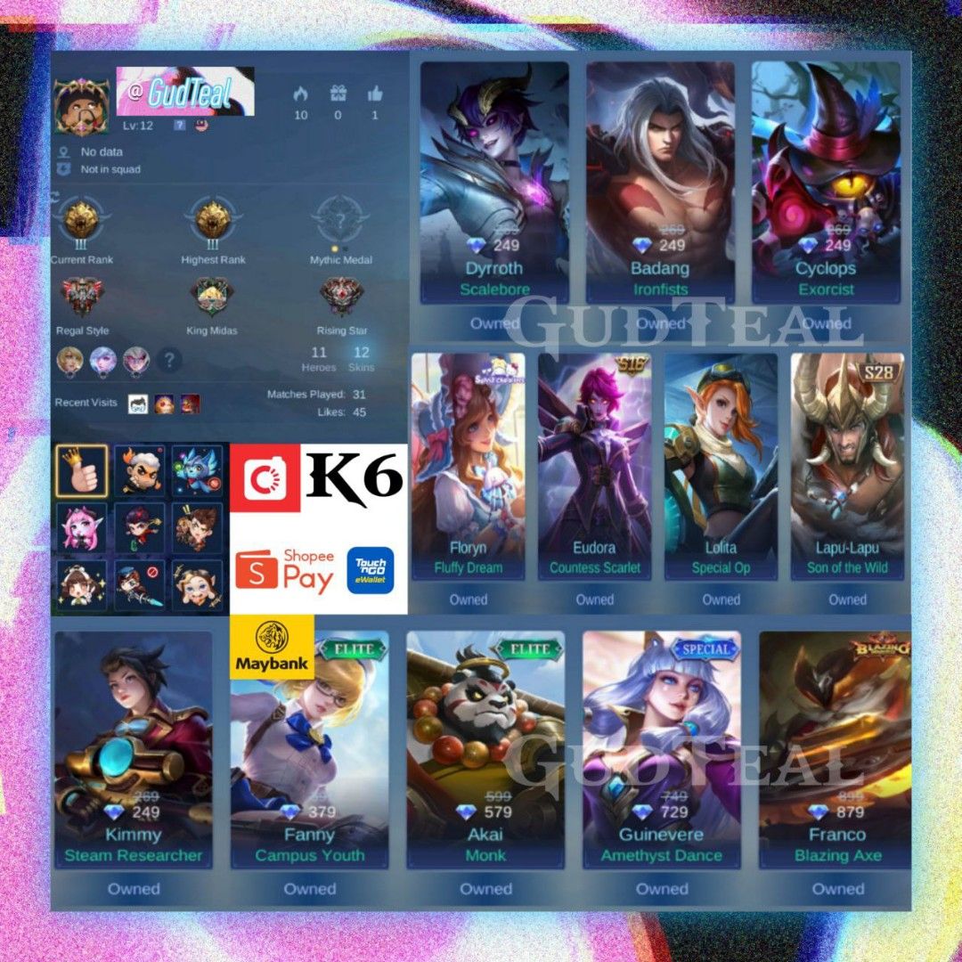 Mobile Legend High Rank, Video Gaming, Gaming Accessories, Game Gift Cards  & Accounts on Carousell