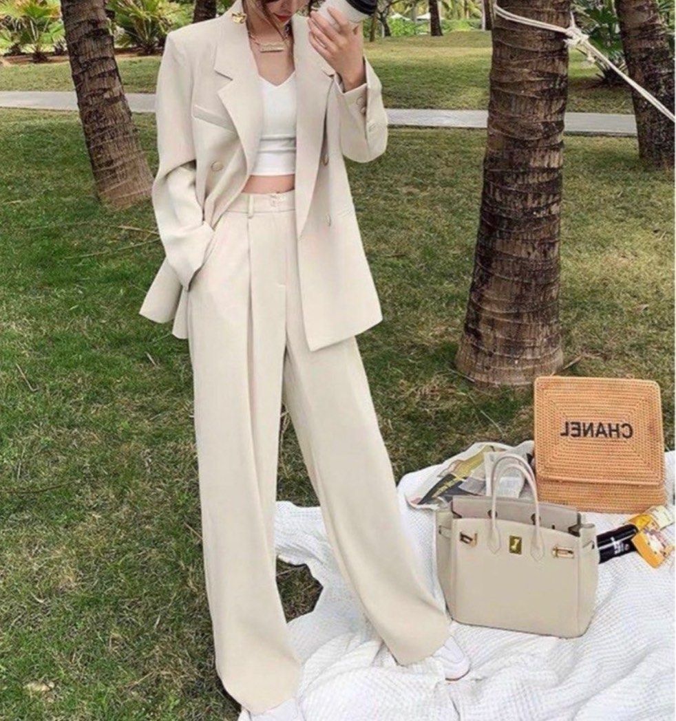 White pants hotsell and blazer set