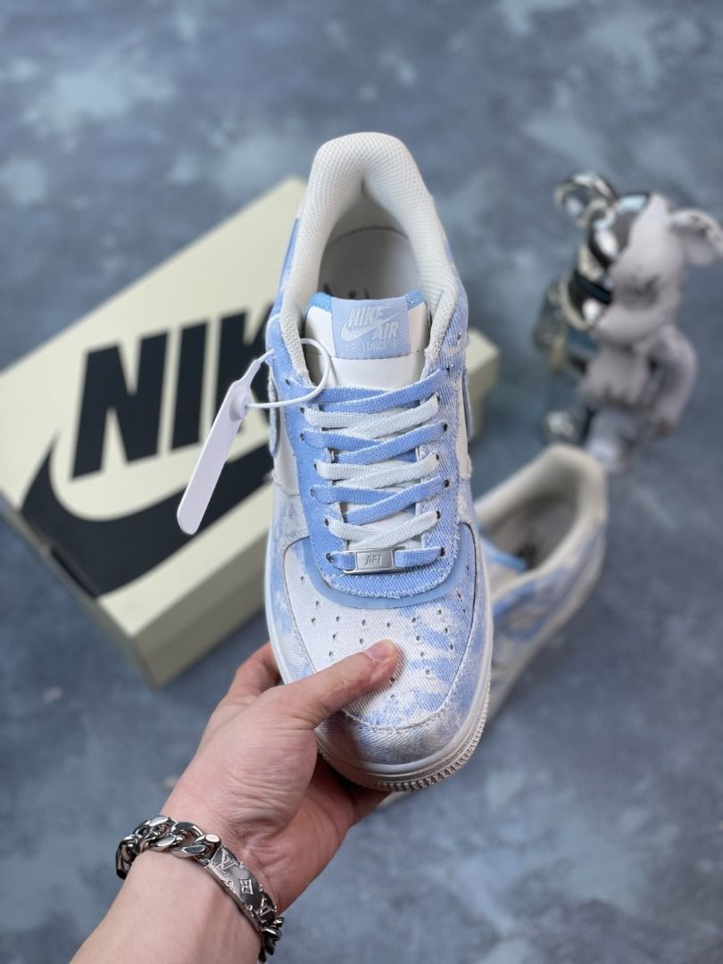Nike Air Force 1 Low 07 White Blue Tie Dye Canvas Men s Fashion