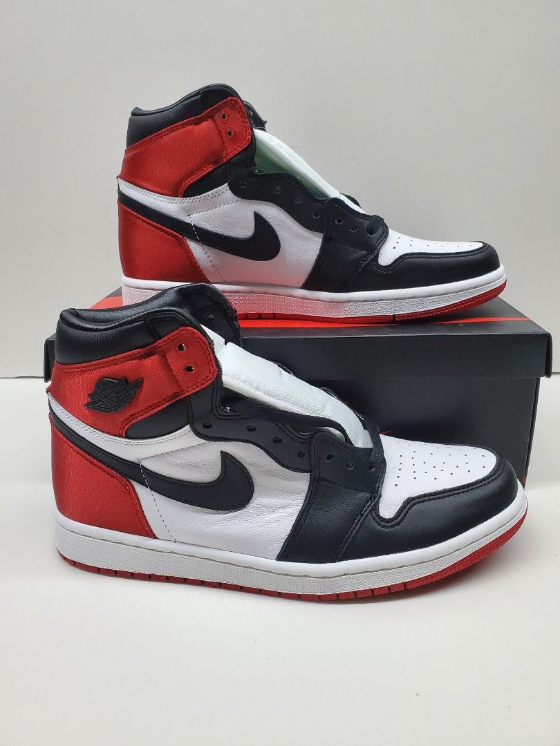 Nike Jordan AJ1 Retro Og Satin Black Toe W黑腳趾紅絲網, 男裝, 鞋 
