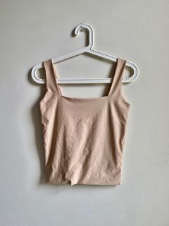 nude crop tank / jersey cream top