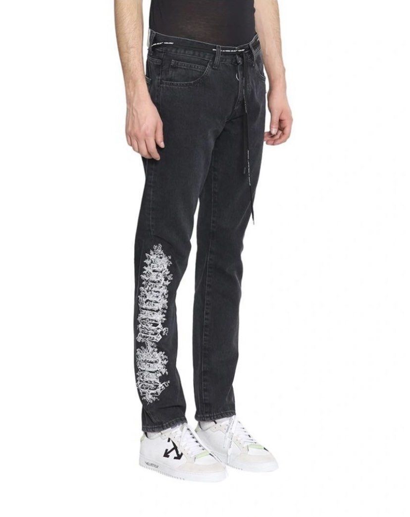 Off White Gothic Slim Black Jeans Men s Fashion Bottoms Jeans on Carousell