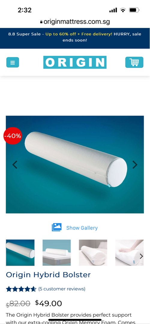 Origin Bolster, Furniture & Home Living, Bedding & Towels on Carousell