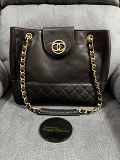 Chanel Vintage Black Quilted Lambskin CC Supermodel Weekender XL