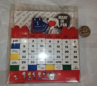 Original Japan Peanuts Marimo Craft Snoopy Red Block Perpetual Calendar