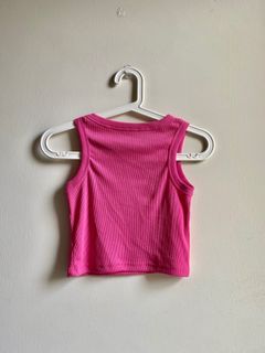 pink racer halter crop tank top / fuschia barbie