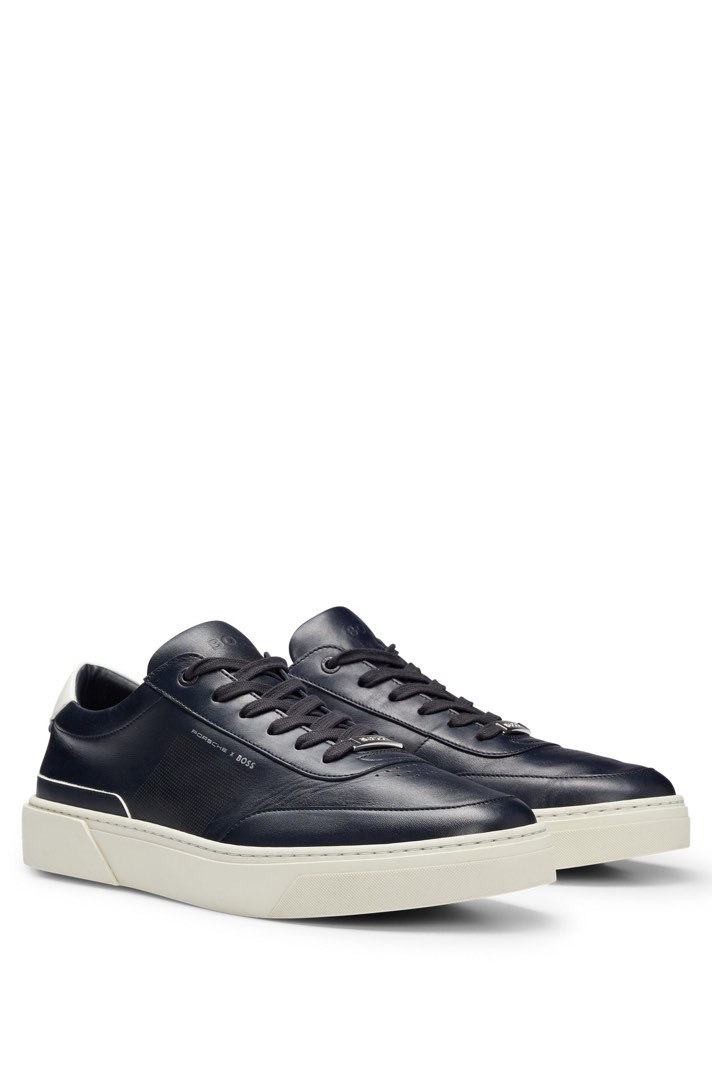 Porsche X BOSS lace up trainers in leather with perforated side
