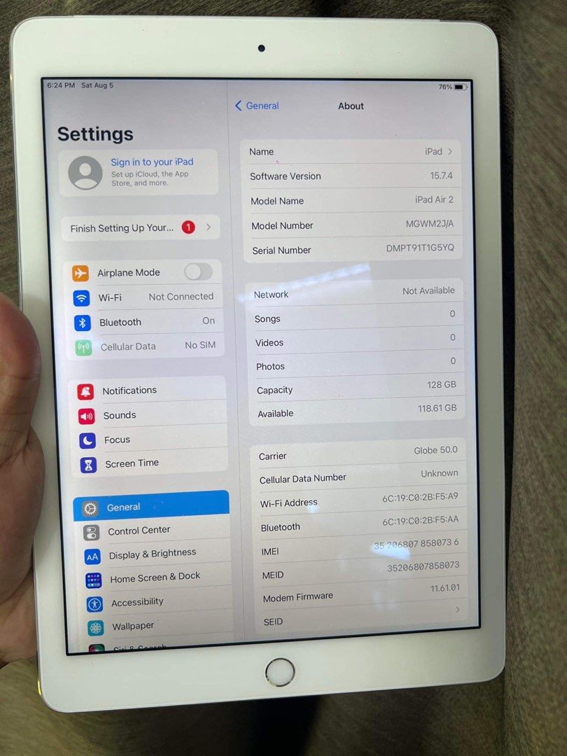 Preloved Ipad Air 2 128gb Wifi Cellular (Category: iPad) located in Quezon City. Submitted by madamsgadgetsshop (Listing ID 1247230051, Image 2). Description: -Original/Authentic 💯 We offer: *Meet Ups *LBC COD/COP *Same day Delivery Via Personal Rider *Via Other Courier (We deliver Nationwide) DTI REGISTERED💯 Mode of Payment: ✅Cash ✅Bank Transfer ✅GCash transfer ✅Credit Card Installment with small Interest ❌Home Credit ❌Cash Installment ❌GCash 