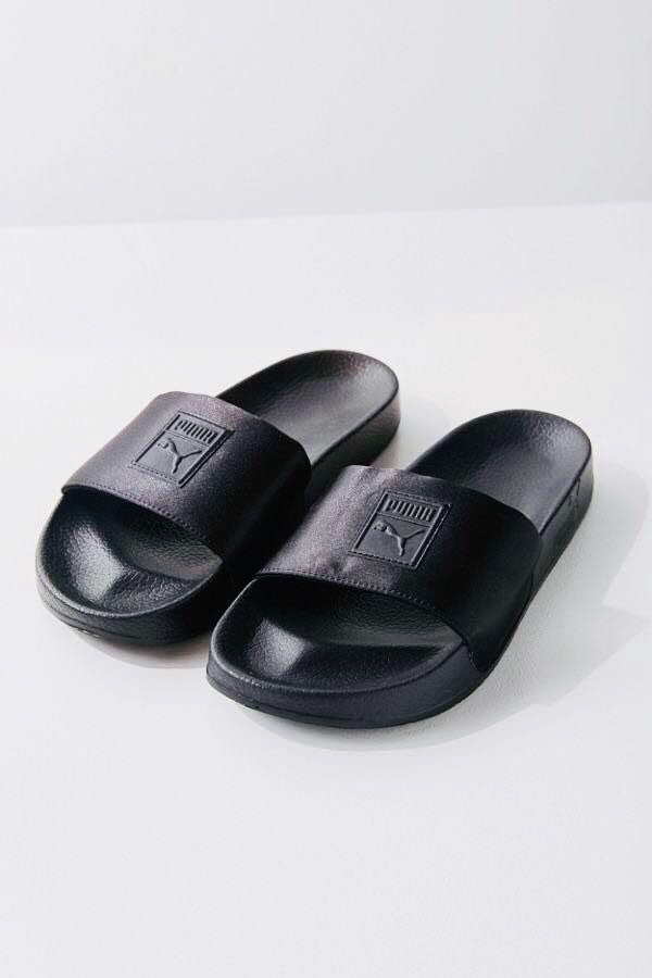 Puma black lead cat leadcat satin slide slider sandal slipper