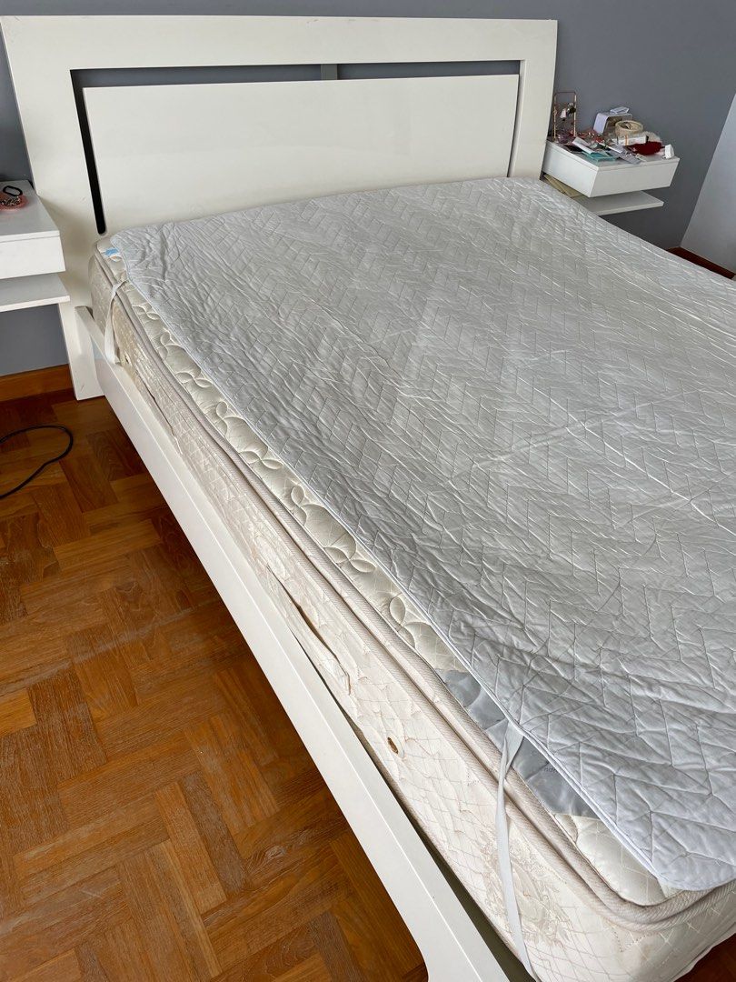 Queen bed with mattress, Furniture & Home Living, Furniture, Bed Frames