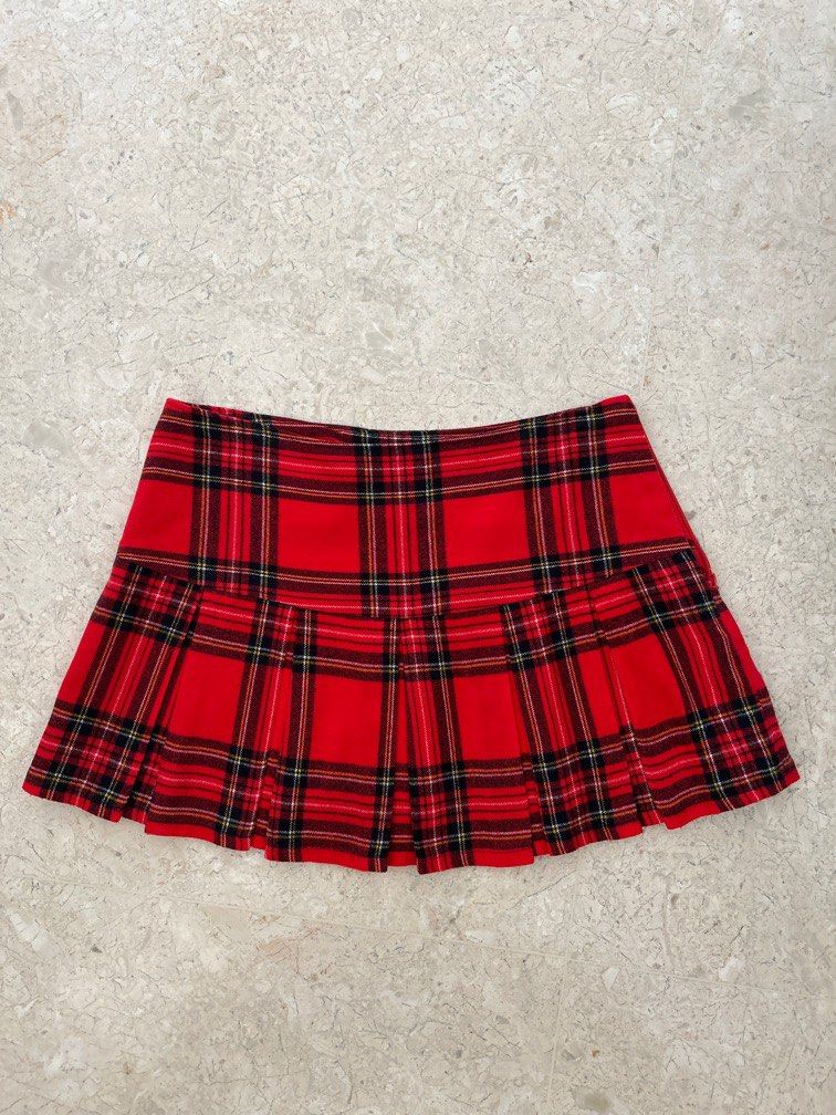 Red Checkered Skirt, Women's Fashion, Bottoms, Skirts on Carousell