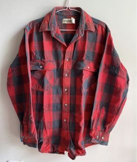 RED FLANNEL / kotak plaid outer oversized jaket jacket vintage