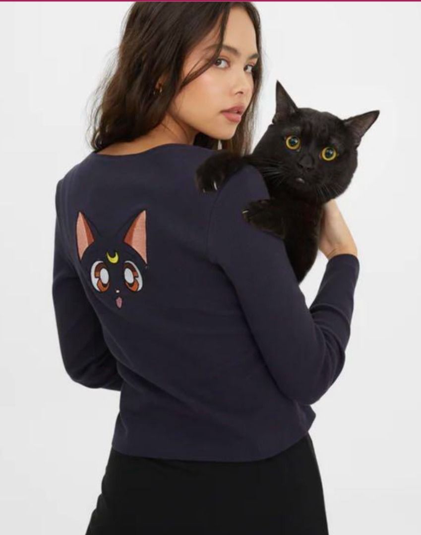 Sailor Moon x Pomelo Sustainable Cardigan/Top (Black), Women's Fashion