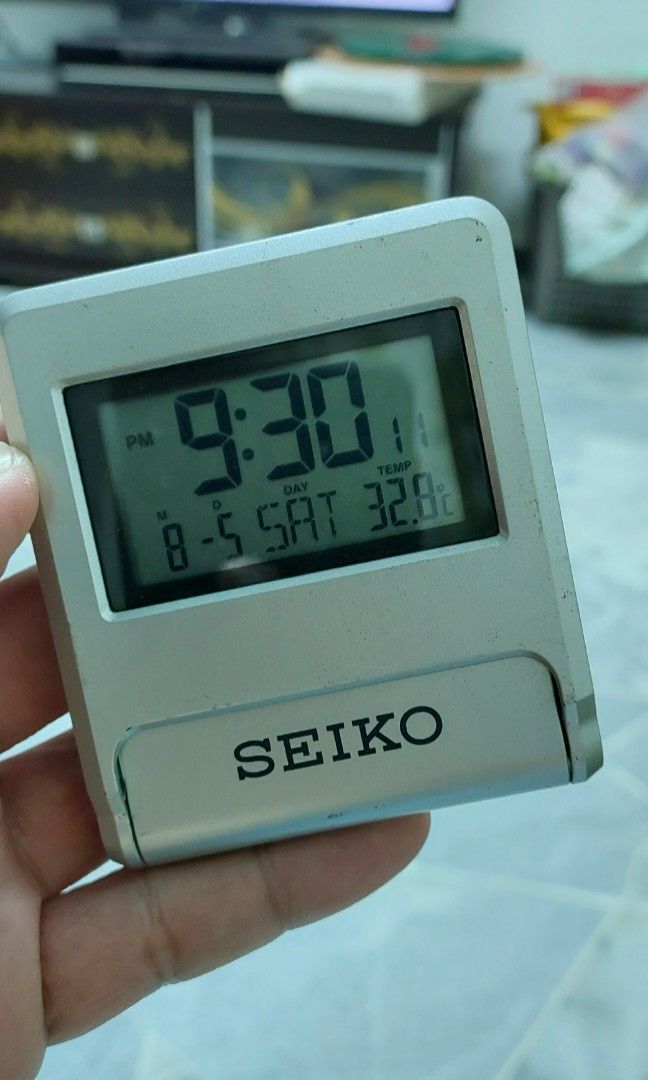 Seiko travel clock night light, Furniture & Home Living, Home Decor