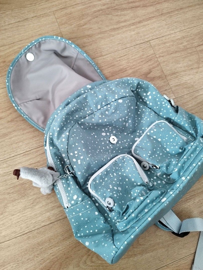 Snowdrop White And Blue Dotted Kipling Backpack Women s Fashion
