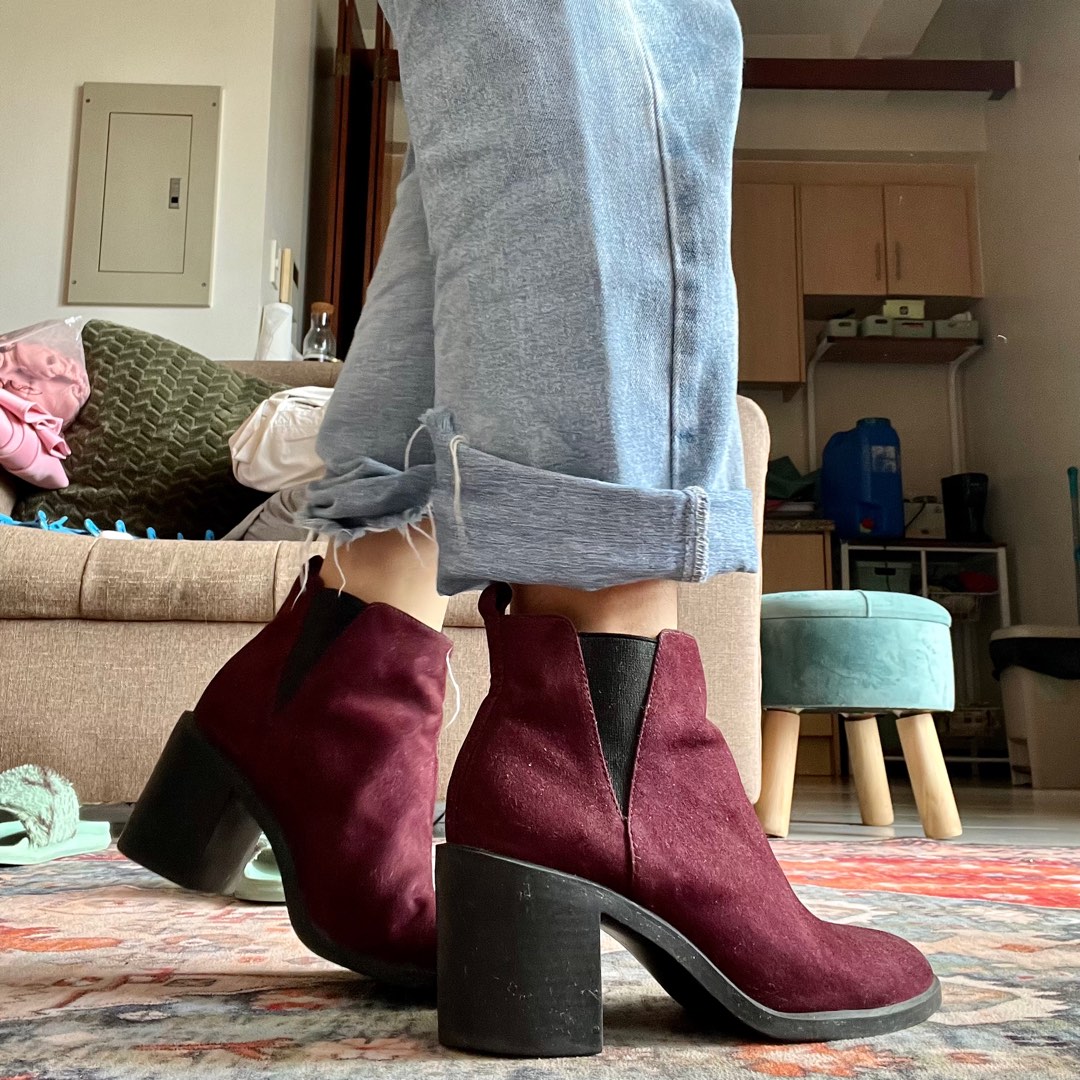 Maroon 2025 heeled boots