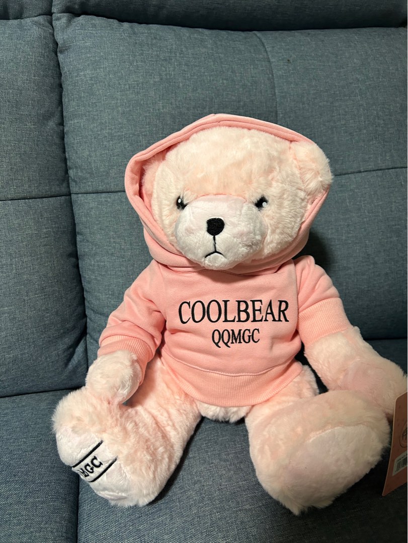 Super cute Cool bear pink style hoodie hooded soft toy plush plushie swag cool Babies Kids Infant Playtime on Carousell