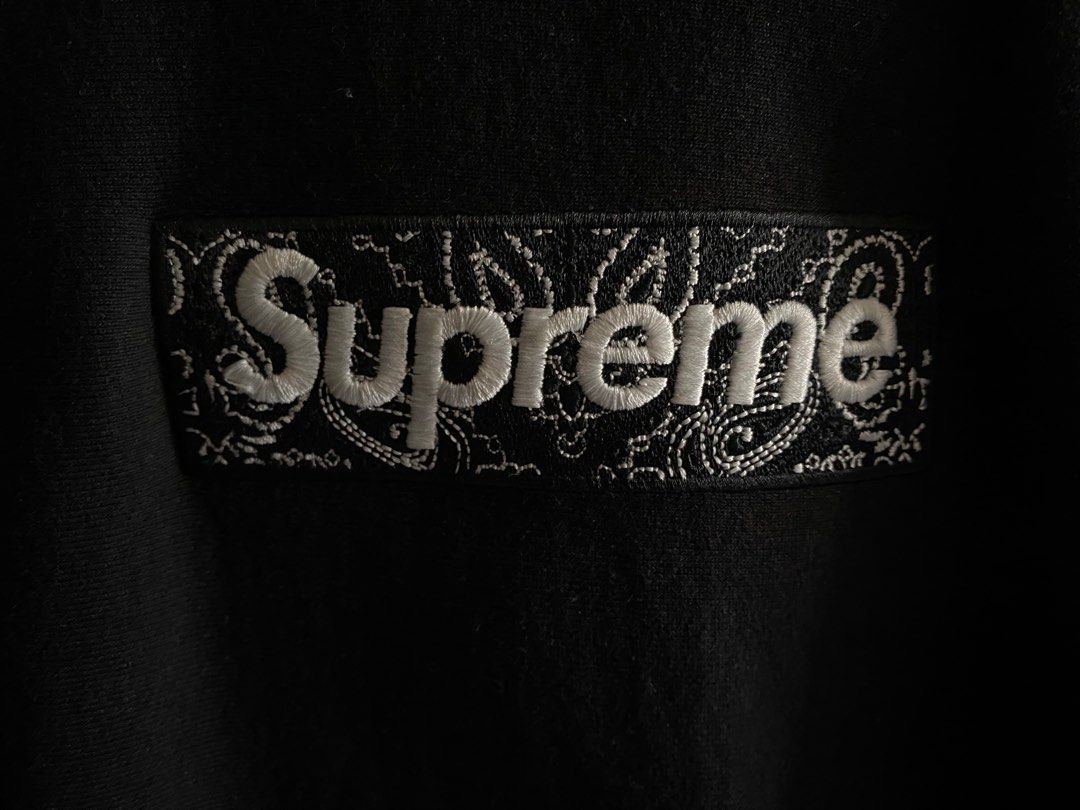 supreme bandana box logo hooded size m, 名牌, 服裝- Carousell